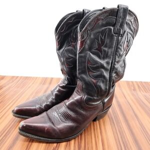 Dan Post Cowboy Boots Men's Black Leather Western Style Size 10.5 D FLAWS